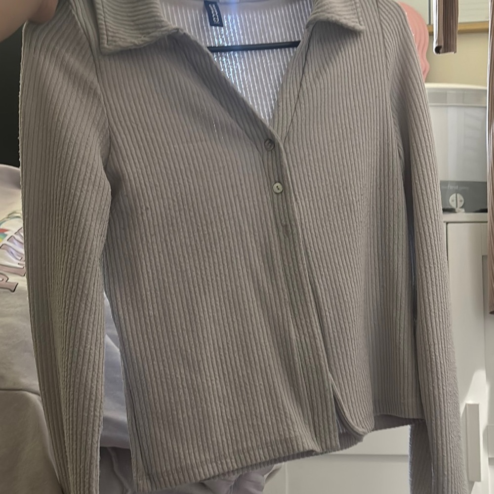 Ribbed Button-Up Cardigan